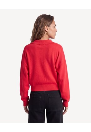 Saco Polo Tejido Con Escote En V  Para Mujer Rojo Seven Seven