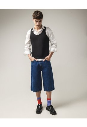 Jort Denim Pretina Cruzada Para Mujer Azul Seven Seven