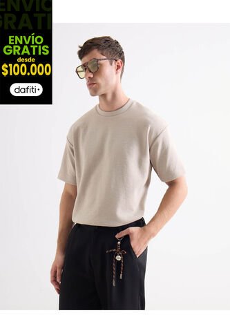 Camiseta Para Hombre Manga Corta Cuello Redondo Color Crema Marca Seven Seven #45092789 Seven Seven