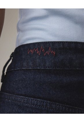Jean Barrel Tiro Alto Rígido  Para Mujer Azul Seven Seven