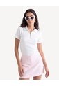 Camiseta Polo Manga Corta Con Cierre  Para Mujer Crudo Seven Seven de Seven Seven