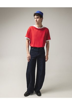 Jean Barrel Tiro Alto Rígido  Para Mujer Azul Seven Seven