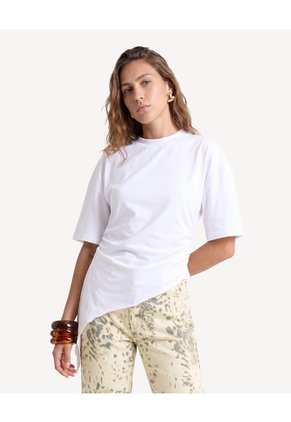 Camiseta Manga Corta Con Recogido Lateral Para Mujer Crudo Seven Seven