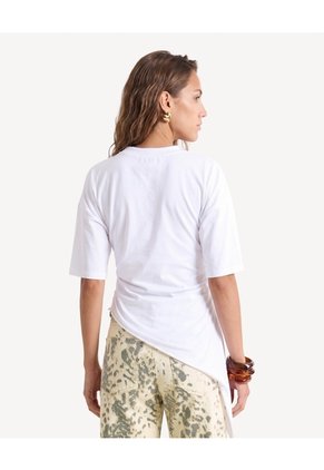 Camiseta Manga Corta Con Recogido Lateral Para Mujer Crudo Seven Seven