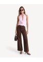 Jean Retro Pierna Ancha Y Tiro Alto  Para Mujer Café Seven Seven de Seven Seven