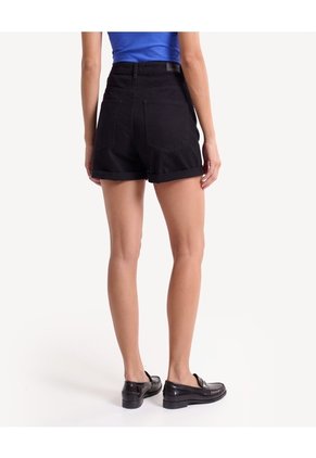 Short Mom Con Pretina De Guardapolvo Para Mujer Negro Seven Seven