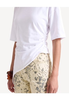 Camiseta Manga Corta Con Recogido Lateral Para Mujer Crudo Seven Seven