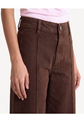 Jean Retro Pierna Ancha Y Tiro Alto Para Mujer Café Seven Seven