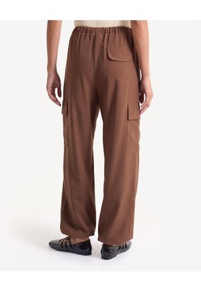 Pantalón Harem Con Bolsillos Laterales Para Mujer Café Seven Seven