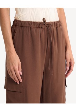 Pantalón Harem Con Bolsillos Laterales Para Mujer Café Seven Seven