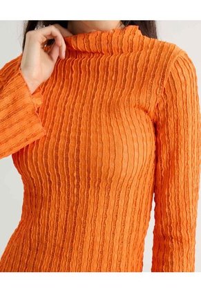 Camiseta Para Mujer Manga Larga Cuello Alto Color Naranja Marca Seven Seven #28096283