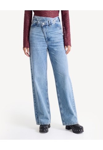 Jean Wide Leg Con Pretina Cruzada  Para Mujer Azul Seven Seven Seven Seven