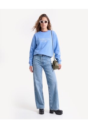 Jean Wide Leg Con Pretina Cruzada  Para Mujer Azul Seven Seven