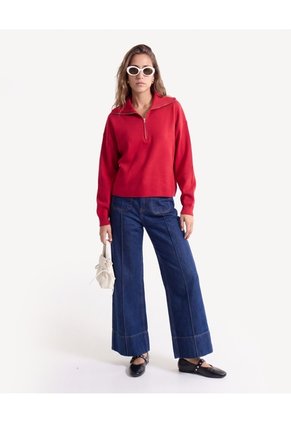 Jean Retro De Bolsillos Frontales  Para Mujer Azul Seven Seven