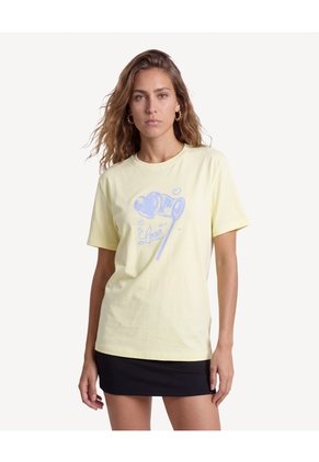 Camiseta Holgada Con Gráfico Frontal Para Mujer Amarillo Seven Seven