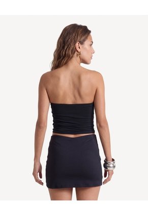 Camiseta Strapless De Malla Suave Para Mujer Negro Seven Seven