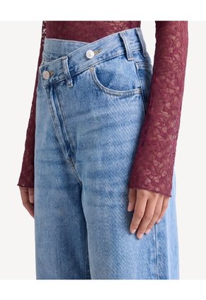 Jean Wide Leg Con Pretina Cruzada  Para Mujer Azul Seven Seven