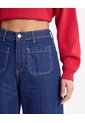 Jean Retro De Bolsillos Frontales  Para Mujer Azul Seven Seven de Seven Seven