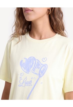 Camiseta Holgada Con Gráfico Frontal Para Mujer Amarillo Seven Seven