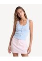 Camiseta Tank Con Botones Frontales  Para Mujer Celeste Seven Seven de Seven Seven