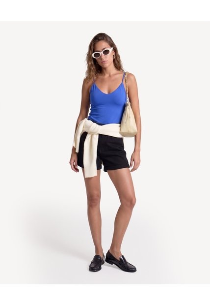Body Escote En V Con Tiras Ajustables  Para Mujer Azul Seven Seven