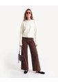 Saco Tejido De Cuello Redondo  Para Mujer Crema Seven Seven de Seven Seven