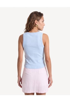 Camiseta Tank Con Botones Frontales Para Mujer Celeste Seven Seven