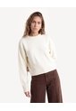 Saco Tejido De Cuello Redondo  Para Mujer Crema Seven Seven de Seven Seven