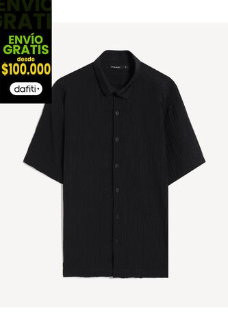 Camisa Para Hombre Manga Corta Sin Bolsillo Cuello Casual M Color Negro Marca Seven Seven #45012199 Seven Seven