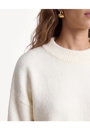 Saco Tejido De Cuello Redondo  Para Mujer Crema Seven Seven