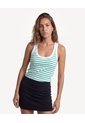 Camiseta Tank De Rayas Finas  Para Mujer Verde Seven Seven de Seven Seven