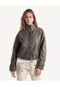 Chaqueta Cuello Alto Efecto Desgastado  Para Mujer Café Seven Seven de Seven Seven