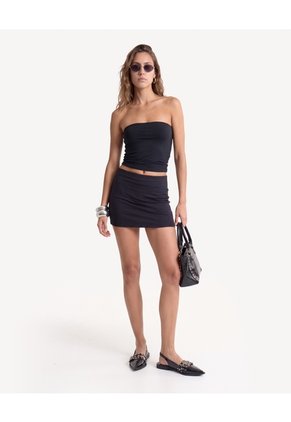 Falda Mini Ajustada Con Short Interior  Para Mujer Negro Seven Seven