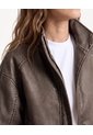 Chaqueta Cuello Alto Efecto Desgastado  Para Mujer Café Seven Seven de Seven Seven