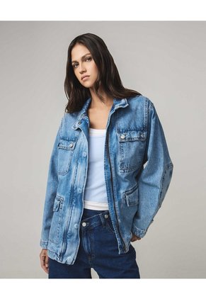 Chaqueta Rígida De Corte Amplio Para Mujer Azul Seven Seven