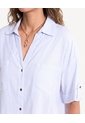 Blusa Camisera Con Bolsillos Frontales  Para Mujer Azul Seven Seven de Seven Seven