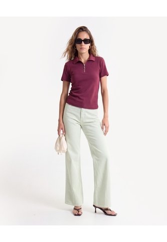 Camiseta Polo Manga Corta Con Cierre  Para Mujer Vino Seven Seven Seven Seven