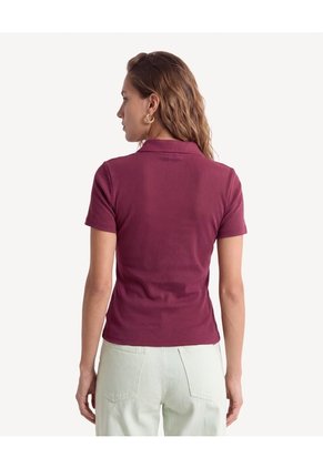 Camiseta Polo Manga Corta Con Cierre  Para Mujer Vino Seven Seven