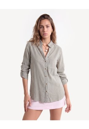 Blusa Camisera Con Mangas Ajustables Para Mujer Verde Seven Seven
