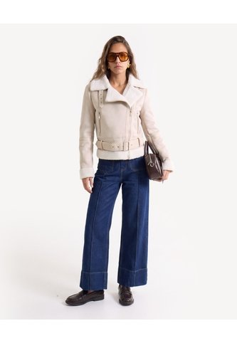Chaqueta Biker Con Cinturón Y Hebilla  Para Mujer Arena Seven Seven Seven Seven