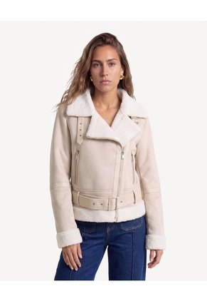Chaqueta Biker Con Cinturón Y Hebilla  Para Mujer Arena Seven Seven