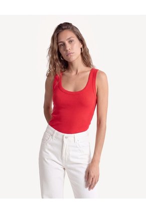 Camiseta Tank Escote Redondo  Para Mujer Rojo Seven Seven