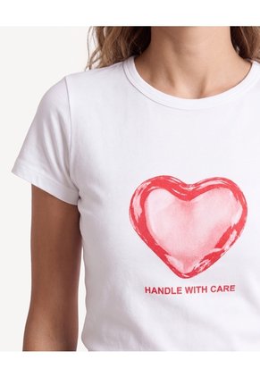 Camiseta Ajustada Con Gráfico De Corazón  Para Mujer Crudo Seven Seven