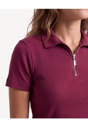 Camiseta Polo Manga Corta Con Cierre  Para Mujer Vino Seven Seven