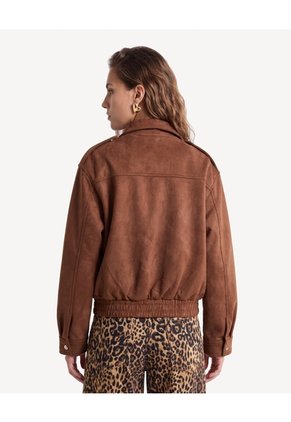 Chaqueta Suede Con Bolsillos De Tapa  Para Mujer Camel Seven Seven