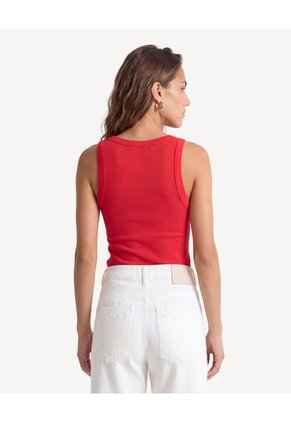 Camiseta Tank Escote Redondo  Para Mujer Rojo Seven Seven
