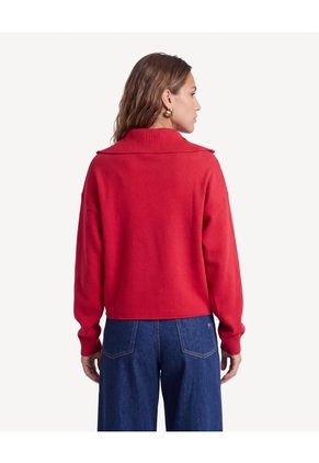 Saco Cuello Alto Con Cierre Frontal Para Mujer Rojo Seven Seven