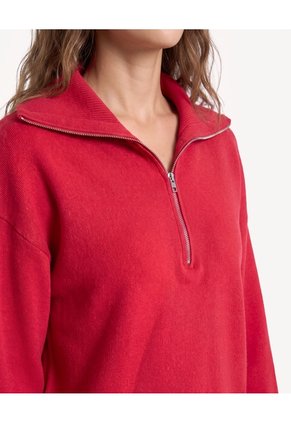 Saco Cuello Alto Con Cierre Frontal Para Mujer Rojo Seven Seven