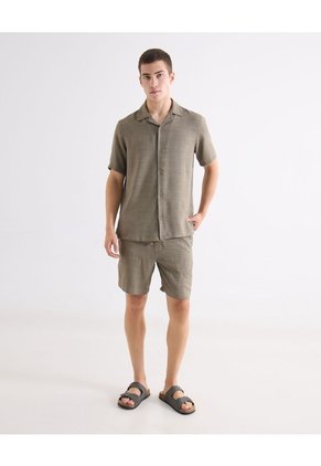 Bermuda Regular Encauchada Para Hombre Verde Seven Seven