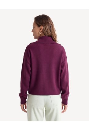 Saco Tejido Con Cremallera Al Cuello Para Mujer Purpura Seven Seven